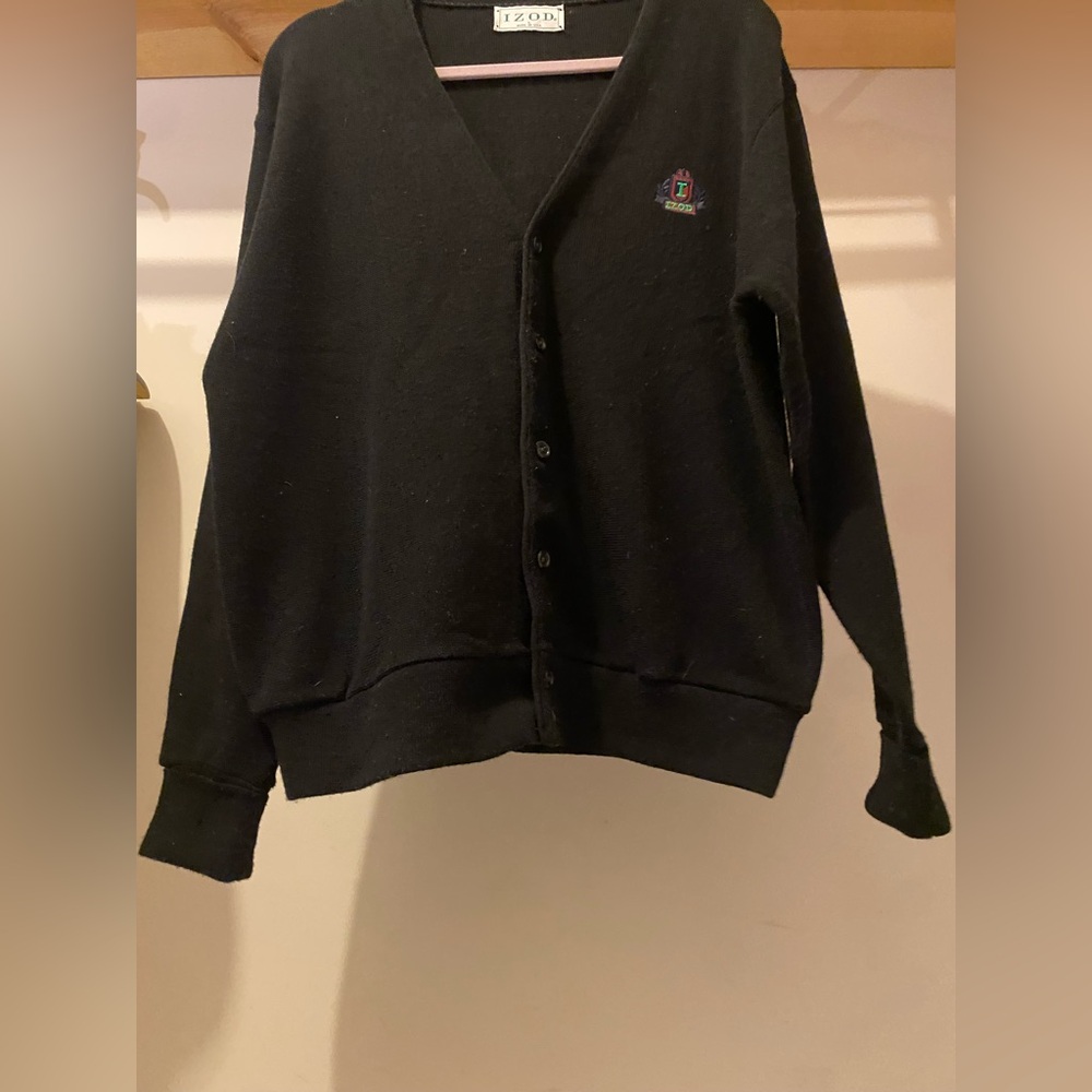 Vintage Izod Black Men's Cardigan Sweater - Picture 5 of 5